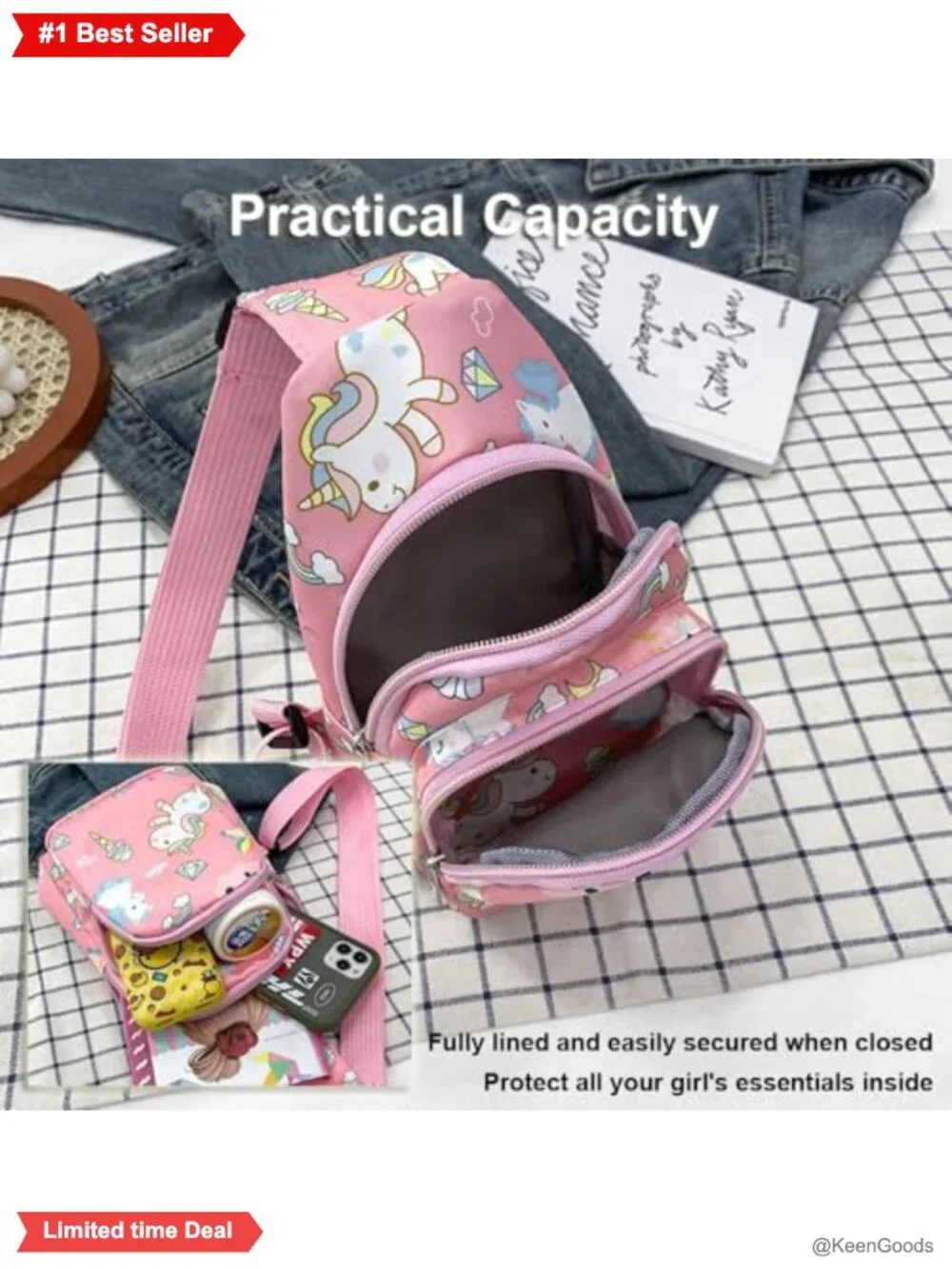 Kids Crossbody Sling Bag Small Nylon Adjustable Strap Travel Daypack